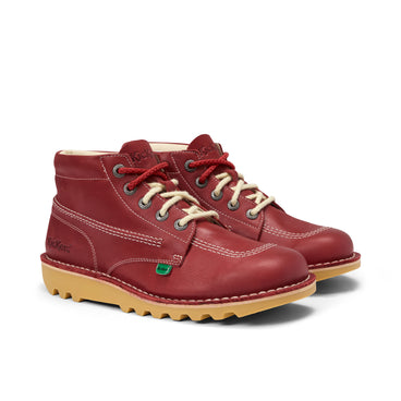 Front ¾ right of Adult Unisex Kick Hi 75 Leather Red
