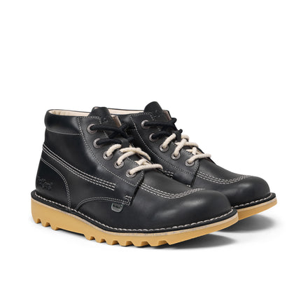 Front ¾ right of Adult Unisex Kick Hi 75 Leather Navy
