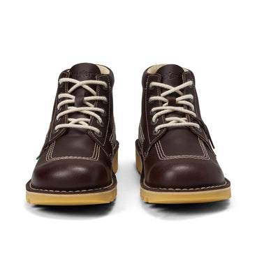 Front view of Adult Unisex Kick Hi Leather Dark Brown