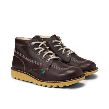 Front ¾ right of Adult Unisex Kick Hi Leather Dark Brown