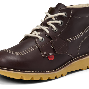 Detail view (close-up) of Adult Unisex Kick Hi Leather Dark Brown