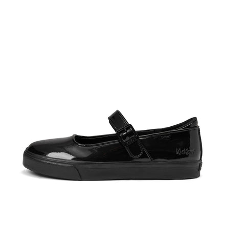 Left side view of Youth Womens Tovni MJ Patent Leather Black