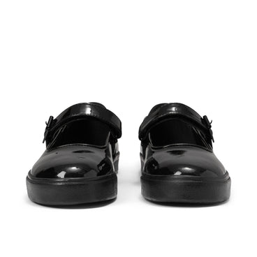Front view of Youth Womens Tovni MJ Patent Leather Black