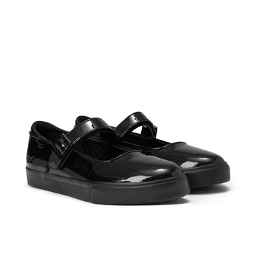 Front ¾ right of Youth Womens Tovni MJ Patent Leather Black