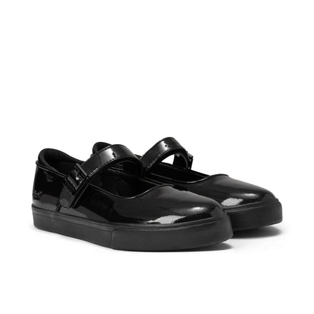 Front ¾ right of Youth Womens Tovni MJ Patent Leather Black