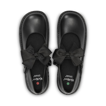 Detail view (Top view mapped) of Youth Womens Kick MJ Bow Leather Black