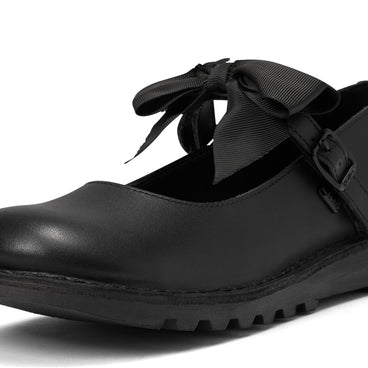 Detail view (close-up) of Youth Womens Kick MJ Bow Leather Black