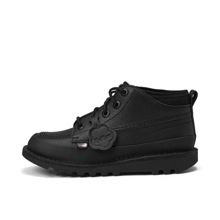 Left side view of Youth Mens Kick Mid Track Leather Black