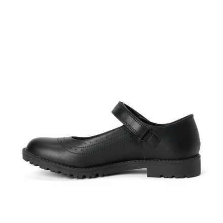Left side view of Youth Womens Lachly Mary Jane Synthetic Leather Black