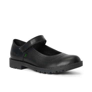 Front ¾ right of Youth Womens Lachly Mary Jane Synthetic Leather Black
