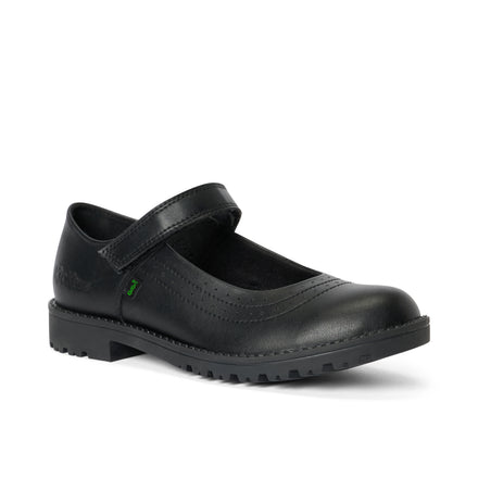 Front ¾ right of Youth Womens Lachly Mary Jane Synthetic Leather Black