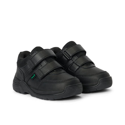 Front ¾ right of Infant Boys Stomper Twin Velcro Synthetic Leather Leather Black