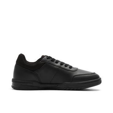 Front ¾ right of Junior Unisex Mervan Lacer Synthetic Leather Black