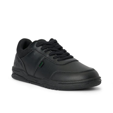 Front ¾ right of Youth Unisex Mervan Lacer Synthetic Leather Black