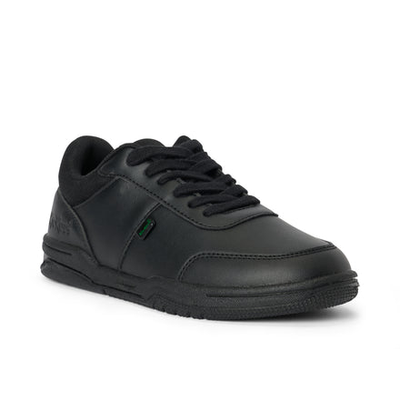 Front ¾ right of Youth Unisex Mervan Lacer Synthetic Leather Black
