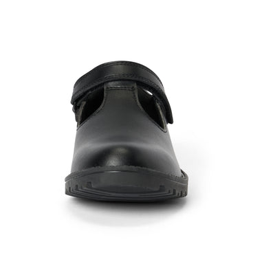 Front view of Infant Girls Lachly T-Bar Synthetic Leather Black
