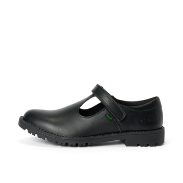 Left side view of Youth Womens Lachly T-Bar Synthetic Leather Black