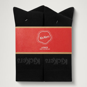 Left side view of Adult Unisex Kick Everyday Crew Sock 6-Pack Black