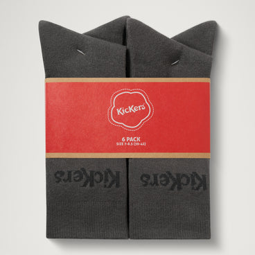 Left side view of Adult Unisex Kick Everyday Crew Sock 6-Pack Grey