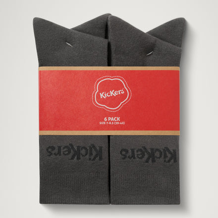 Left side view of Adult Unisex Kick Everyday Crew Sock 6-Pack Grey