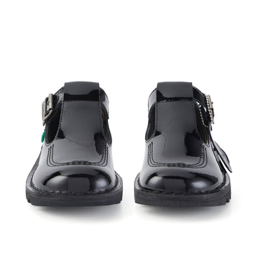 Front view of Adult Womens Kick T Bar Patent Leather Black
