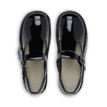 Detail view (Top view mapped) of Adult Womens Kick T Bar Patent Leather Black