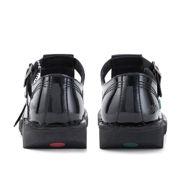 Back view of Adult Womens Kick T Bar Patent Leather Black