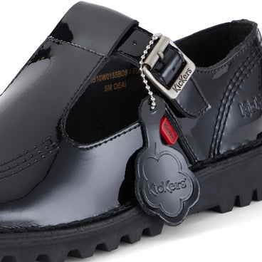 Detail view (close-up) of Adult Womens Kick T Bar Patent Leather Black