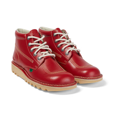Front ¾ right of Adult Mens Kick Hi Leather Red