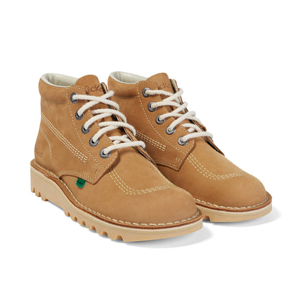 Front ¾ right of Adult Mens Kick Hi Nubuck Tan