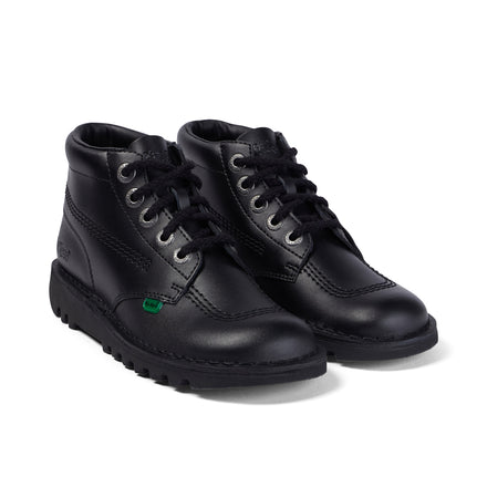 Front ¾ right of Adult Womens Kick Hi Leather Black