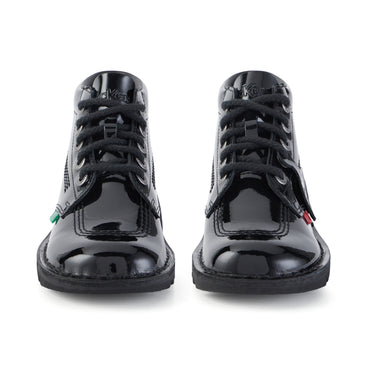 Front view of Adult Womens Kick Hi Patent Leather Black