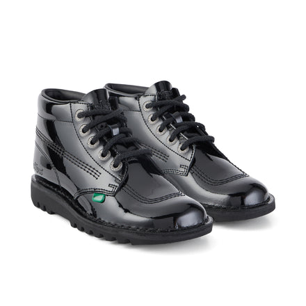 Front ¾ right of Adult Womens Kick Hi Patent Leather Black