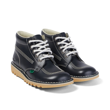 Front ¾ right of Adult Womens Kick Hi Leather Navy