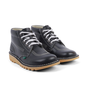 Front ¾ right of Adult Womens Kick Hi Leather Navy