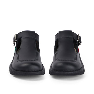 Front view of Adult Womens Kick T Bar Leather Black
