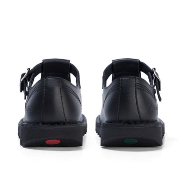 Back view of Adult Womens Kick T Bar Leather Black