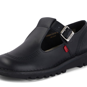 Detail view (close-up) of Adult Womens Kick T Bar Leather Black