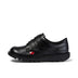Left side view of Junior Unisex Kick Lo Twin Vel Leather Black