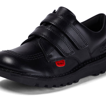 Detail view (close-up) of Junior Unisex Kick Lo Twin Vel Leather Black