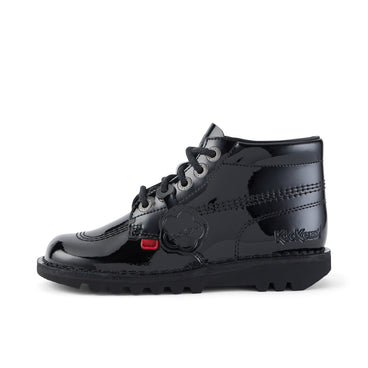 Left side view of Youth Unisex Kick Hi Patent Leather Black