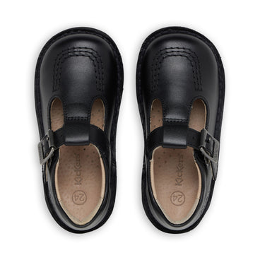 Detail view (Top view mapped) of Infant Girls Kick T Bar Leather Black