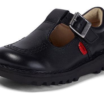 Detail view (close-up) of Infant Girls Kick T Bar Leather Black