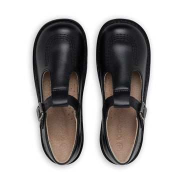 Detail view (Top view mapped) of Junior Girls Kick T Bar Leather Black