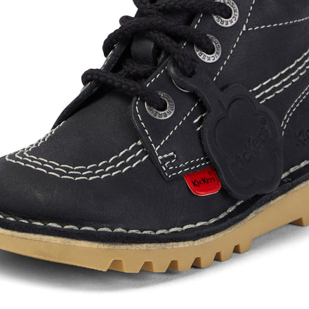 Infant Unisex Kick Hi Zip Leather Black/White