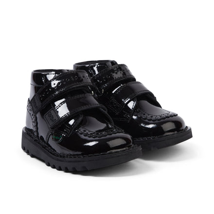Junior Girls Kick Hi Vel Brogue Patent Leather Black