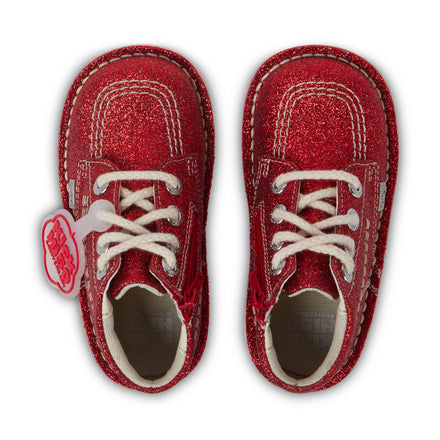 Infant Unisex Kick Hi Glitter Boots Red