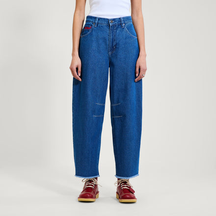 Adult Womens Kickers Classic Barrel Leg Jean Blue